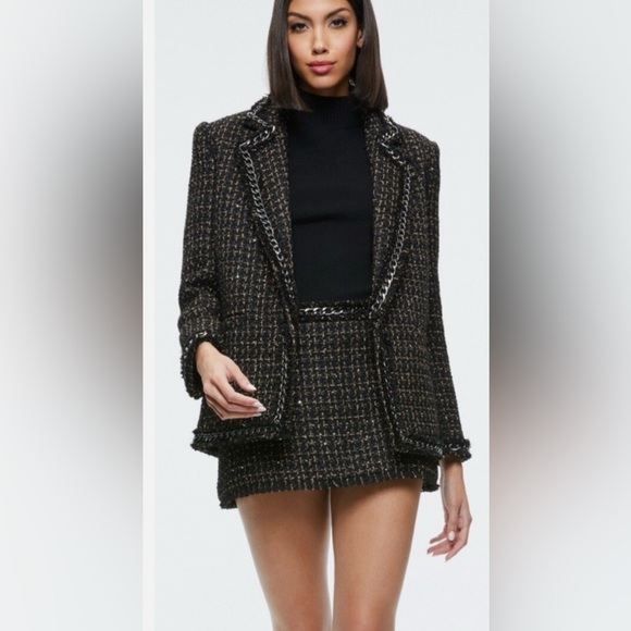 Alice + Olivia Shan Tweed Blazer in a Wool Blend - Picture 2 of 15